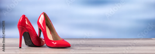 Red high heel shoe