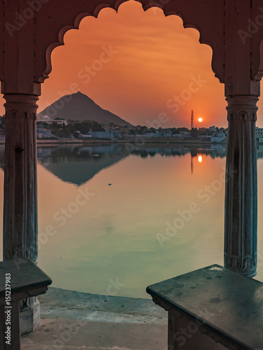 Zachód słońca, Pushkar, Radżastan, Indie