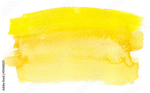 Sunny yellow gradient painted in watercolor on clean white background