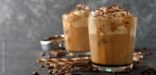 Cold frappe coffee with cream