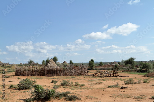 Traditionelle Strohhütten im Omo Valley von Äthiopien 