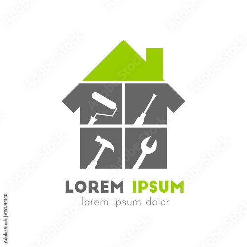 House logo with work tools