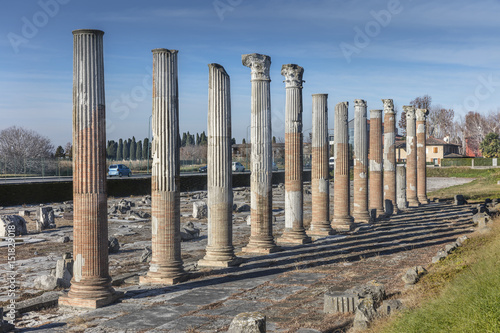  Columns on roman forum in Aquileia, Friuli, Venezia Giulia