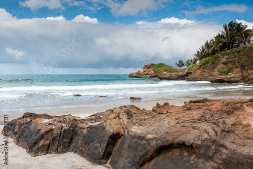 Small charming fishing village of Mompiche, Ecuadorian Pacific coastline