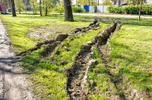 deep rut on the lawn