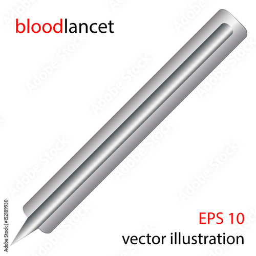 Bloodlancet. One-time steel medical tool for puncturing a finger. Blood test. Vector.