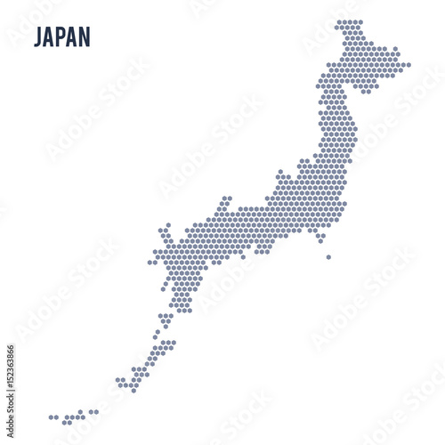 Vector hexagon map of Japan on a white background