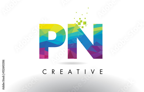 PN P N Colorful Letter Origami Triangles Design Vector.
