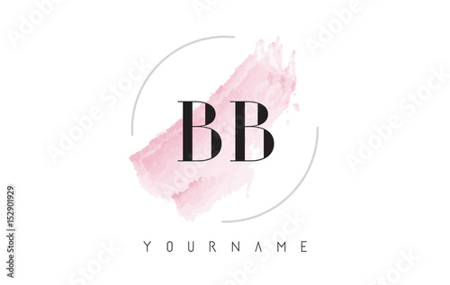 BB B B Watercolor Letter Logo Design with Circular Brush Pattern.