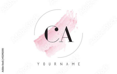 CA C A Watercolor Letter Logo Design with Circular Brush Pattern.