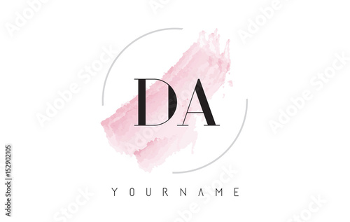 DA D A Watercolor Letter Logo Design with Circular Brush Pattern.
