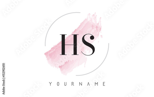 HS H S Watercolor Letter Logo Design with Circular Brush Pattern.