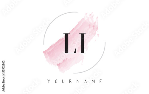 LI L I Watercolor Letter Logo Design with Circular Brush Pattern.