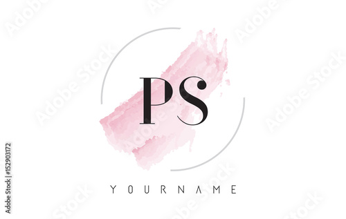 PS P S Watercolor Letter Logo Design with Circular Brush Pattern.