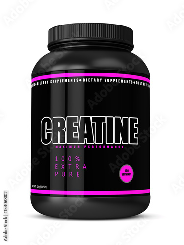 3d render of creatine bottle over white