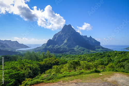 Aerial view of Opunohu, Cook’s Bay and lagoon in Moorea Island