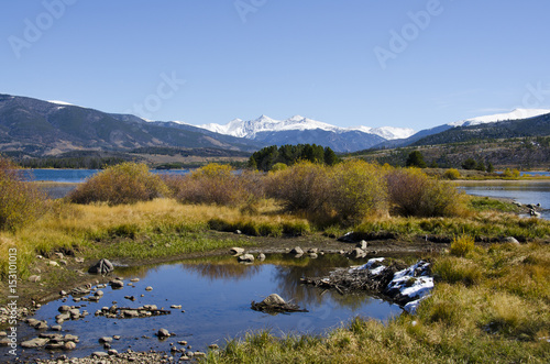 Lake Dillon in Autumn with Snow on the Mountains