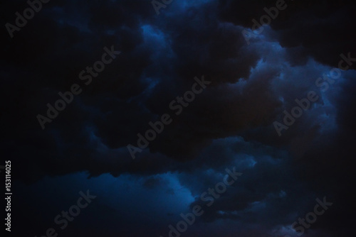 Dark sky and black clouds at night, Dark storm and rainy at night