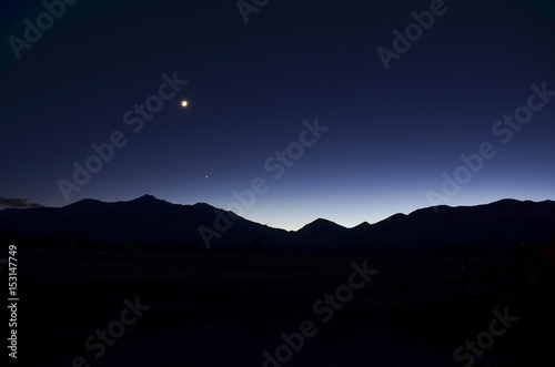 Moon and Stars Over Mount Princeton at Dusk