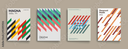 Retro graphic design covers. Cool vintage shape compositions. Eps10 vector.