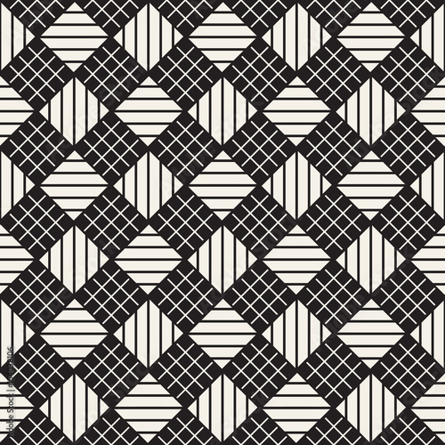 Vector seamless black and white trendy pattern. Modern repeating texture. Repeating geometric lattice