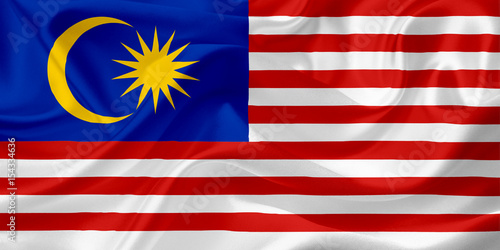Flag of Malaysia with waving fabric texture