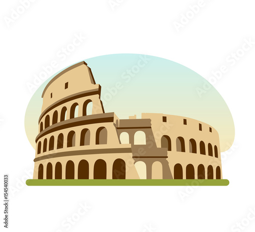 Sights different countries. Monument of Ancient Rome, building is Colosseum.