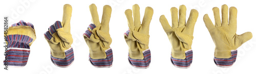 Working mens gloves on white background