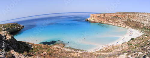 Pure crystalline water surface around an island (Lampedusa)