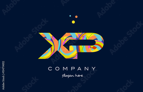 xp x p colorful alphabet letter logo icon template vector