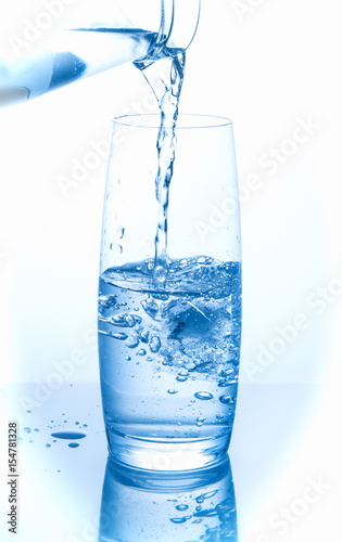 pouring water on a glass
