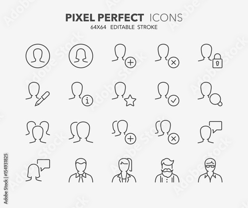 user avatar thin line icons