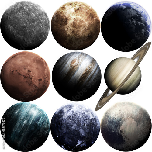 Awesome quality planets of solar system isolated on white. Elements of this image furnished by NASA