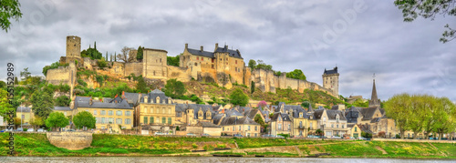 Chinon castle above the Vienne river in France