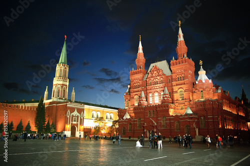 moscow kremlin square in the evening lights
