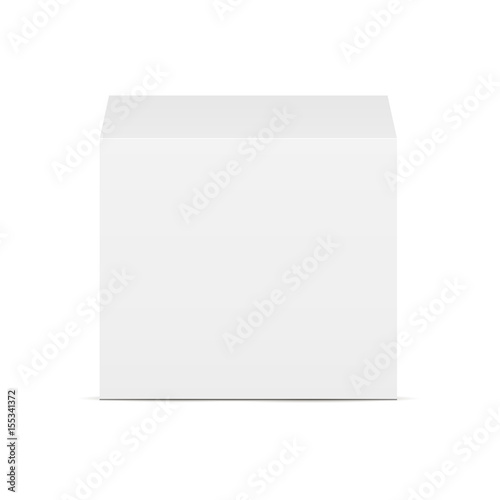 White square box - front view. Mockup for display your design. Vector illustration