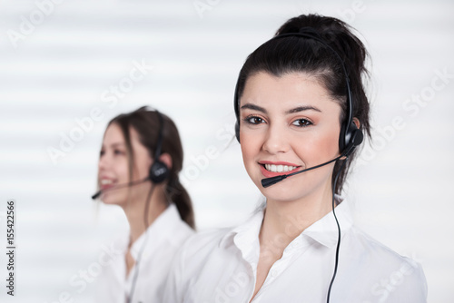 Female call center operator