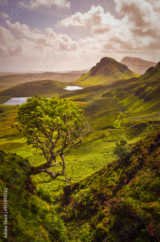 Scenic view of Quiraing mountains in Isle of Skye, Scottish highlands