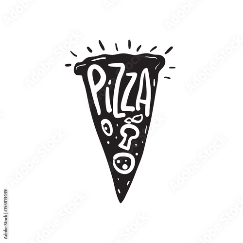Abstract pizza slice with text. vector illustration