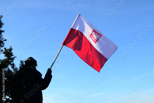 Man with flag of poland