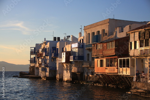 la petite Venise de Mykonos au soleil couchant