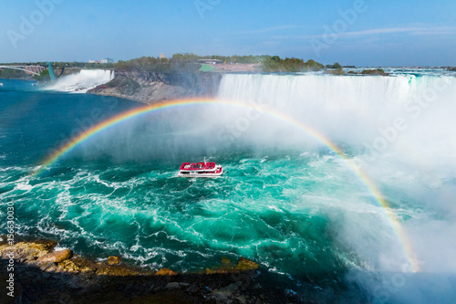 Hornblower Tour Boat Under Niagara Falls Rainbow