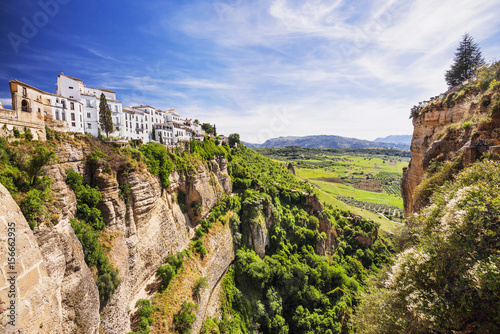 View of Ronda village, one of the famous white villages (Pueblos Blancos) of Andalucia, Spain