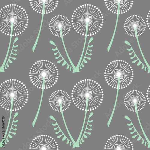 Seamless vector pattern with flowers. Background with dandelions. Graphic illustration.