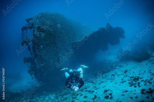 Diving on the wreck BRIONI, Vis Island.