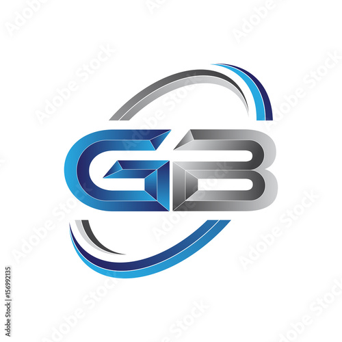 Simple initial letter logo modern swoosh GB