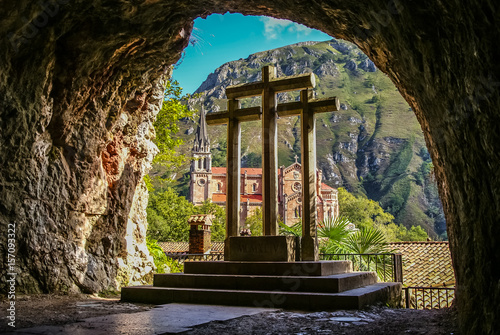 Beautiful church at Covadonga in Asturia in Spain