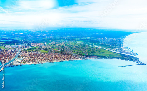 Fiumicino bay from the aircraft