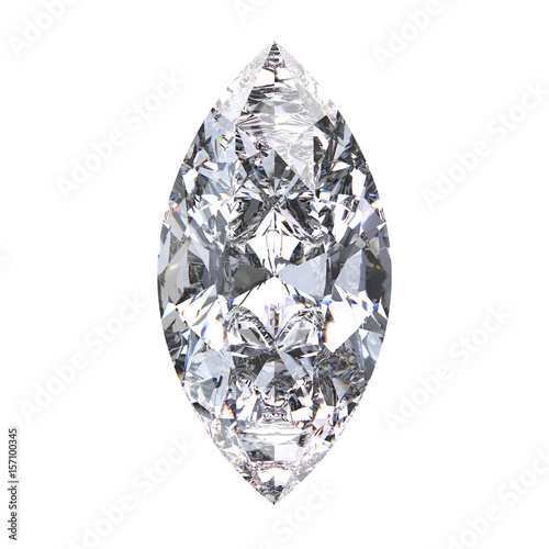 3D illustration marquise diamond stone