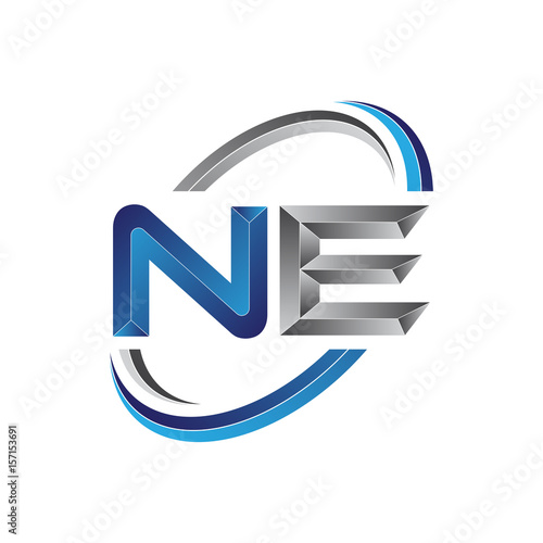 Simple initial letter logo modern swoosh NE
